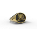 10K Gold Custom Men's Signet ring with stone and customization on shank and crown.